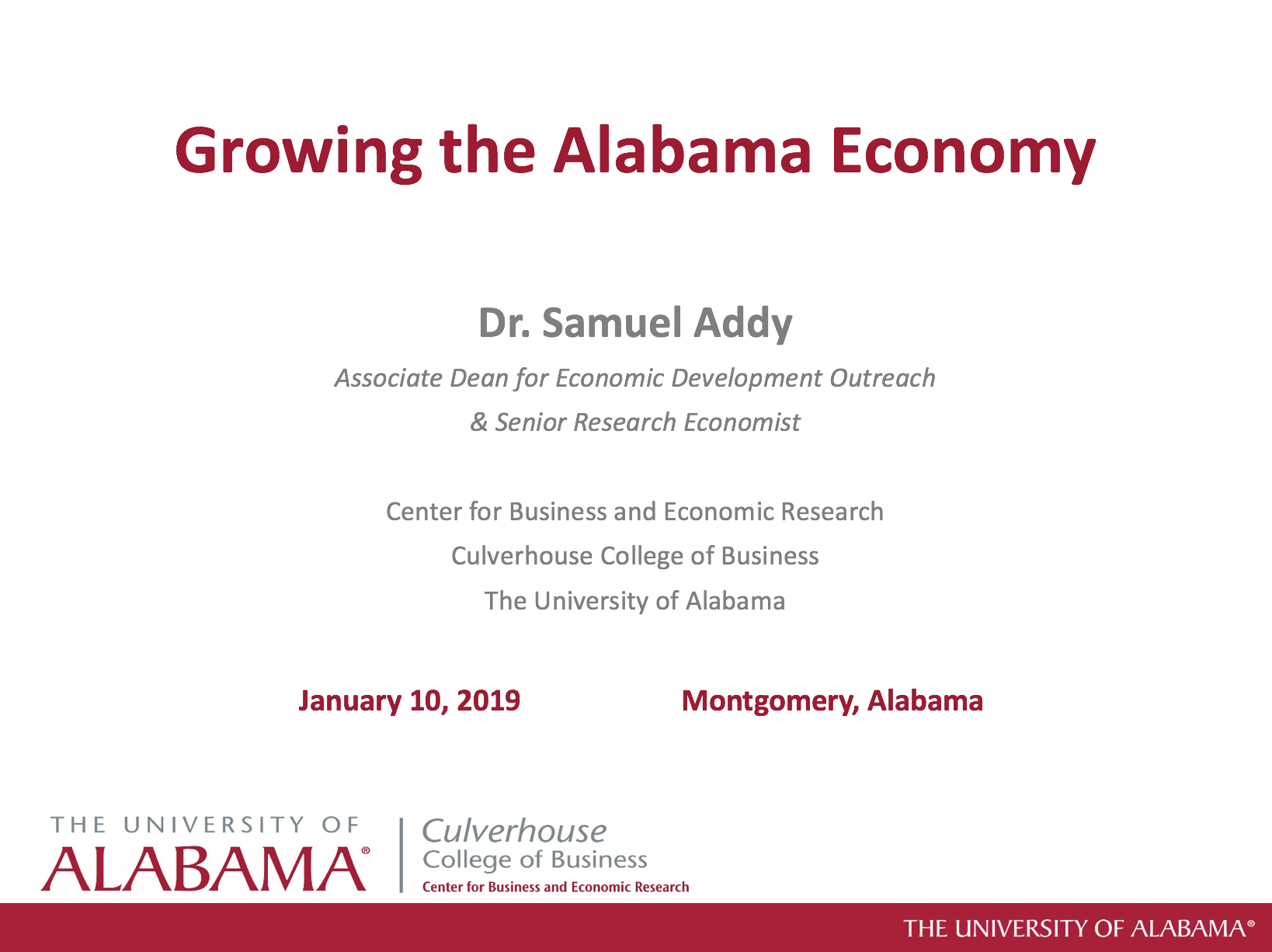 Growing the Alabama Economy Presentation