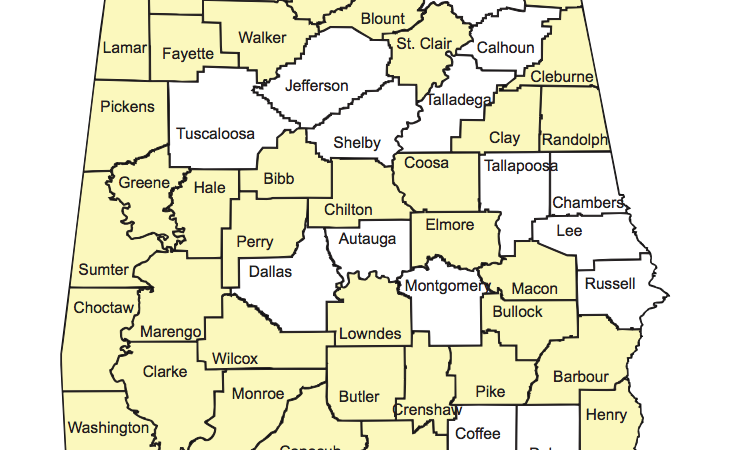 Rural Counties of Alabama 1990