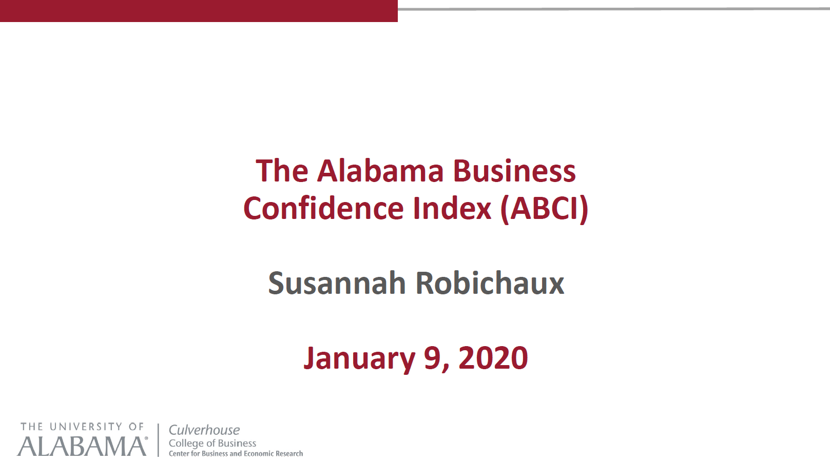 The Alabama Business Confidence Index Presentation 2020